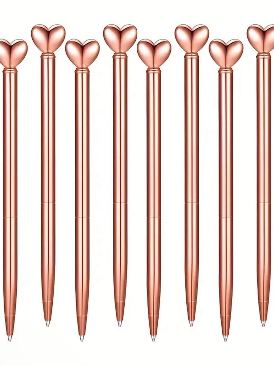 Other - 2 Rose Gold Heart Shaped Ballpoint Pens - Black Ink